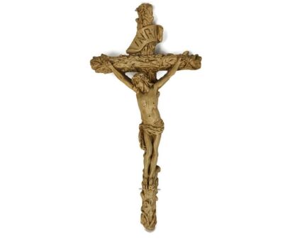 wall hanging antique plaster crucifix cross crucifixion 