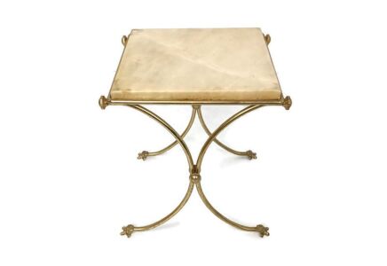 Small   Brass Marble Pedestal Plant Stand Side End Table Hollywood regency vintage ornate legs