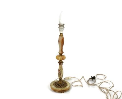 Hollywood regency style marble onyx vintage desk table nightstand lamp
