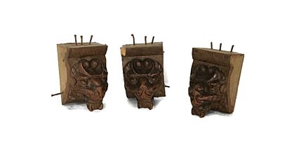 set of 3 Corbels Hand Carved Wood Architectural reclaimed Lion Heads Trims antique