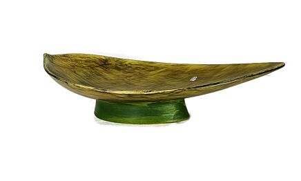 Gorgeous Hand Painted St Clement France Centerpiece Dish Vintage Faience Pottery green