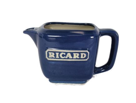 Couple Blue Ricard Pitchers Ceramic France French Authentic Apero Pastis Rare color
