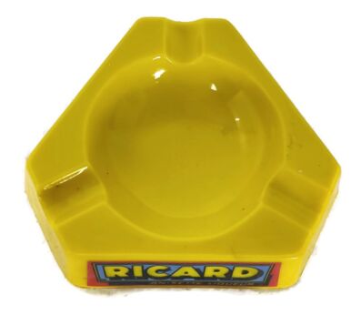 vintage French yellow Advertising ashtray Ricard Anisette liqueur i opaline glass France
