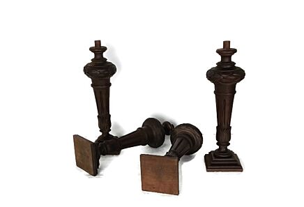 set of 4 Large Reclaimed Carved Wood Large Spindles Balusters Trim Posts Pillar Salvaged antique