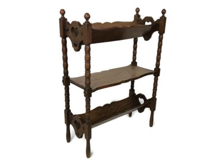 Antique Book shelve Stand Storage Sewing Box Side Table Edwardian Wood Country 3 tier wow