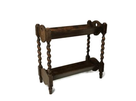 Antique Book shelve Stand Storage Sewing Box Side Table barley twist  Wood Country 2 tier wow