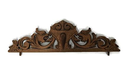 Gothic Hand Carved Wood French Pediment Ornate Over door Architectural Dragons reclaimed