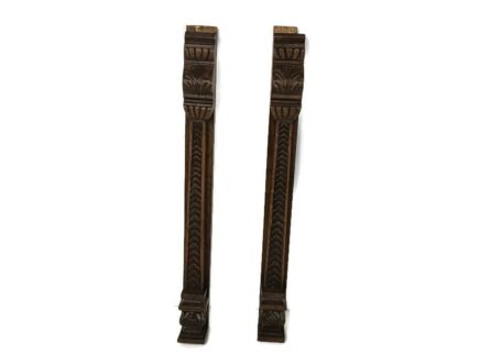 pair of wooden ornate reclaimed pillars trims Large antique salvaged architectural