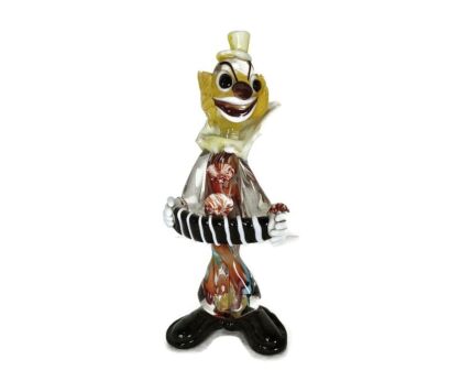 Vintage Italian Murano Art Glass Clown Playing  accordion Funky Musician 