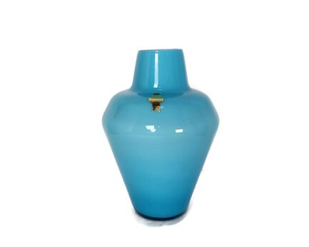 Vintage aqua blue Opaline art glass Italian Vase Retro Lovely