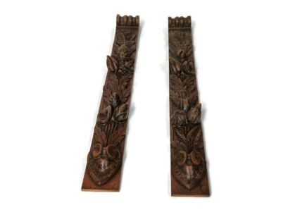 Antique Pair Corbels Hand Carved Wood Architectural Bas relief 3D reclaimed Trims Panels Gorgeous