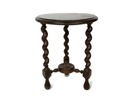 Barley Twist Wooden Side Wine Table Pedestal Plant Bonsai Stand Two Tier Barn style vintage