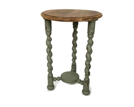 Barley Twist Wooden Side Wine Table Pedestal Plant Bonsai Stand Two Tier Barn Country green legs