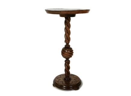 Vintage Pedestal ornate carved wood  Barley twist Side table plant stand farmhouse style gorgeous 