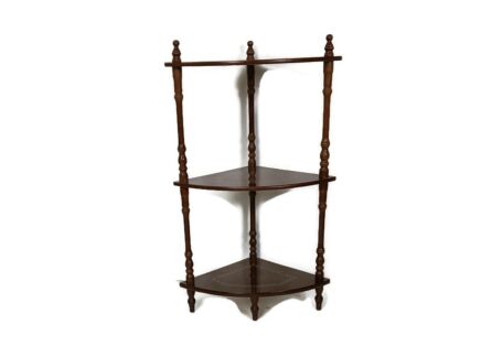 Pedestal Display Side Table Plant Stand Italian Lackered Wood Vintage Display Etagère 3 Tier