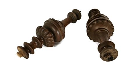 set of 2 Reclaimed Carved Wood Large Spindles Balusters Trim Posts Pillar Salvaged couple