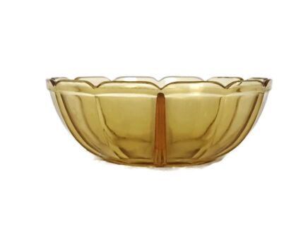 antique art deco amber glass dish, bowl, apetizer dish, bonbon dish,  Luxval Val St Lambert, Belgium
