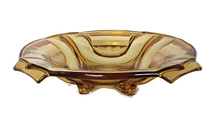 Antique Art Deco Brown Amber art Glass Dish serving platter Cake stand Stylish