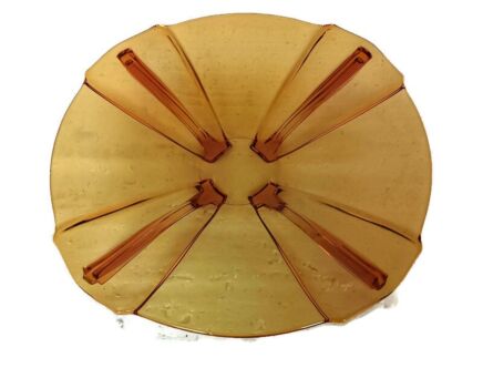 Antique Art Deco Brown Amber art Glass Dish serving platter Cake stand czechia