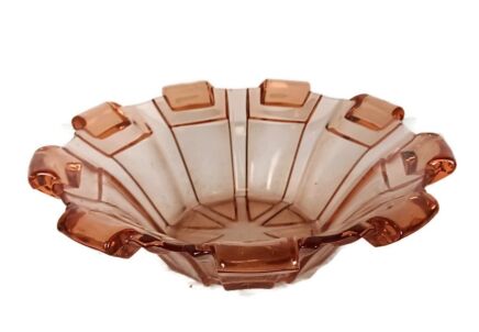 Art Deco Bowl Dish Centerpiece Basket art Glass pink Antique Decorative Czechia 