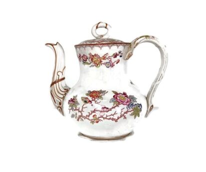 19th Century Sarreguemines Teapot Minton 252 pattern  Marked France  Porcelain