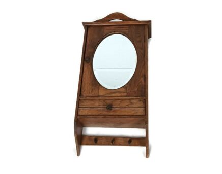 Medicine Cabinet  Wood Antique Apothecary Kitchen Bathroom Farmhouse oval mirror beautiful