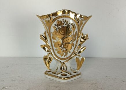 Antique  Porcelain Fan Flair Vase  Gold gilded Vieux Paris Decoration