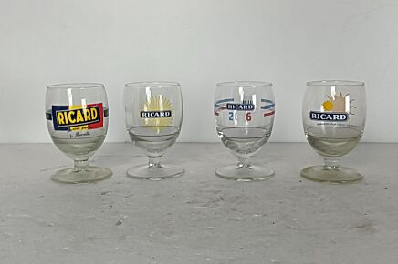 different vintage French Ricard Glasses Pastis Apero France collector set of 4