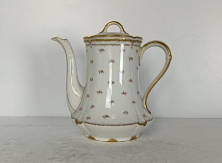 tea coffee pot  breakfast plates antique Dekor Gilda Limoges  rose buds  Frognet