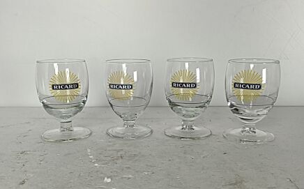 vintage French Ricard Glasses Pastis Apero  collector set of 4 France