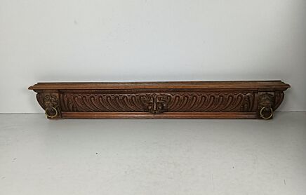 Hand Carved wood  Pediment Ornate Architectural reclaimed Salvaged Panel figurine handle Impressive