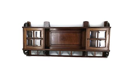 Large antique art deco cabinet wall hanging display buffet beveled glass wood