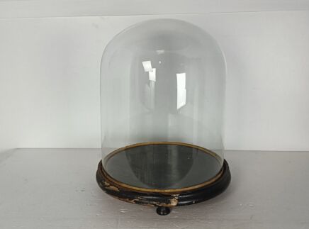 Antique Round Hand Blown Glass Dome Globe Steampunk Statue Display 14.17" D 11.41"