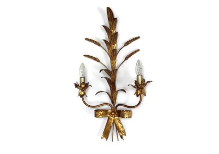Gilt Metal Sheaf of Wheat Wall Lamp Sconce by Hans Kogl, 1970s Large