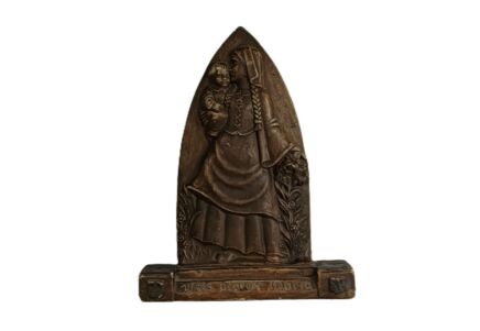 antique plaster standing hanging Plaque statue Virgin Mary Madonna with Infant 