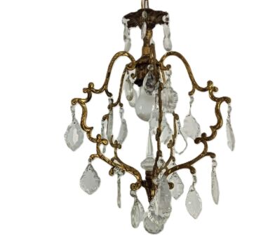 vintage Chandelier Pendant Hall Lamp crystal Prisms 1 light Ceiling fixture 