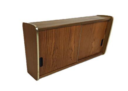 vintage Mid century Scandinavian style teak wood messing medicine apothecary cabinet 