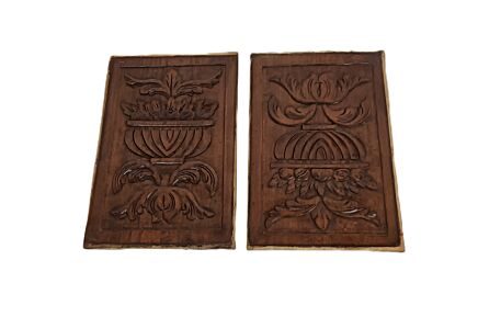 two panels trims flower baskets carved wood antique reclaimed architectural