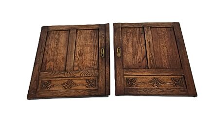 pair Antique Door Panels carved wood Grapes vines architectural reclaimed salvaged 