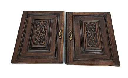 Pair French hand Carved Wooden  Door Panels Reclaimed Architectural  Antique Impressive