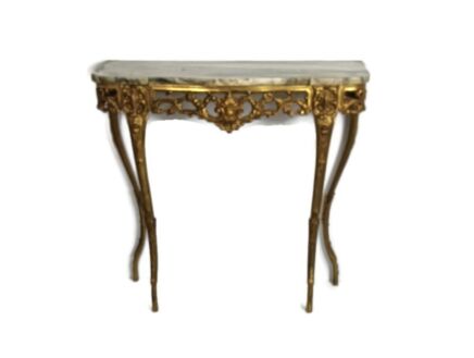 Mid Century Modern Onyx Marble top Wall console Vintage brass ornate 