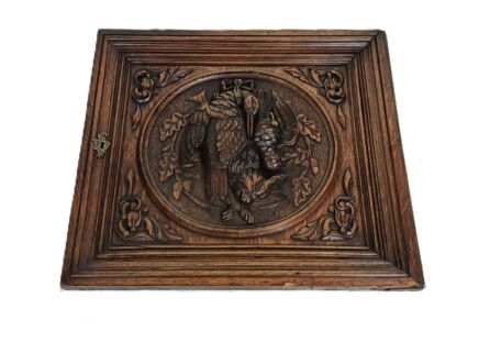 Antique carved wood Door Panel Cabinet Pediment Hunt Rabbit bird Pheasant Reclaimed