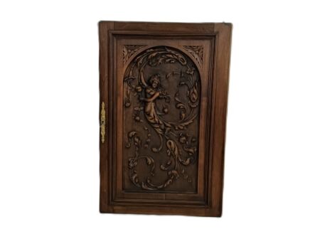 antique door panel hand carved wood figurine Nymph mythical WOW reclaimed architectural