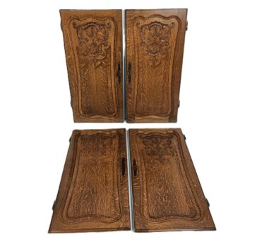 set of 4 Antique Carved Wooden Door Panels Louis XV style Reclaimed Architectural Salvaged