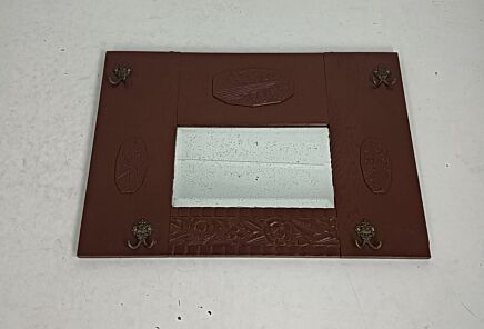 art deco coat rack wall hanging mirror antique painted brown 
