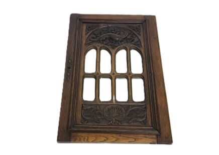 Door Panel Antique Beveled glass ornate carved wood bas relief Dragon Gorgeous