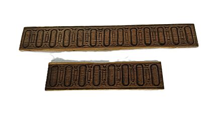 Two antique reclaimed thin pediments boards carved wood architectural trims