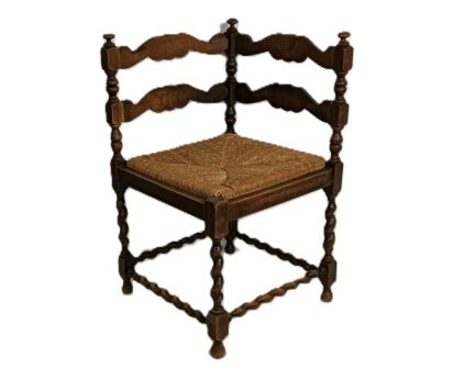 twisted wooden Barley Twist Corner Chair Rush seating  Beautiful vintage