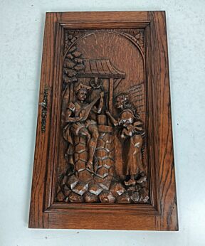Ornate Antique Hand Carved  wooden Door Panel  Reclaimed Architectural troubadour