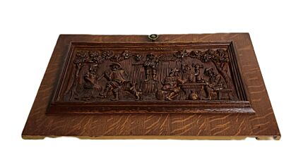 Vintage door panel cabinet Breughel Style wood reclaimed architectural large